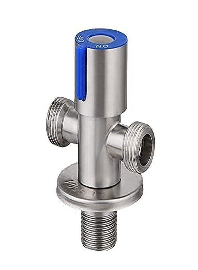 NEXOMS SSAV02 304 Grade Stainless Steel Two Way / 2-IN-1 Angle Valve with Wall Flange (Both outlets open together) - Image 1